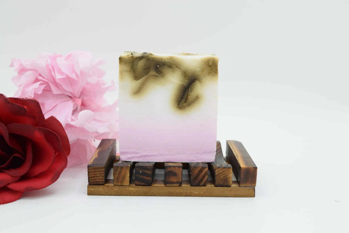 Kay Pedals Rosie Posie natural crafted soap bar, 4.5oz, featuring floral design and natural ingredients, visible in the image.