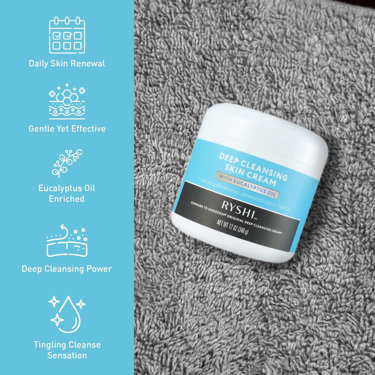 Deep Cleansing Skin Cream with Eucalyptus Oil – Invigorating Facial Cleanser | Dermatologist Tested | 12 oz (340 g)-1