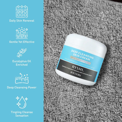 Deep Cleansing Skin Cream with Eucalyptus Oil – Invigorating Facial Cleanser | Dermatologist Tested | 12 oz (340 g)-1