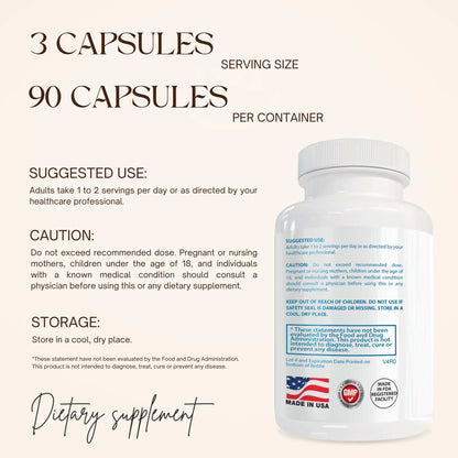 Close-up of Happy Millions Collagen Complex supplement bottle with capsules on a clean surface.