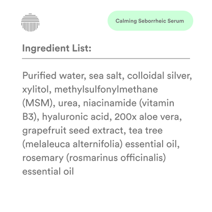 Topical Calming Seborrheic Serum by Dermazen, showing the serum bottle with a clean, minimalist design and calming label.