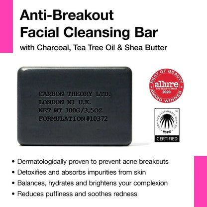Carbon Theory Charcoal And Tea Tree Oil Anti Breakout Facial Cleansing Bar-1