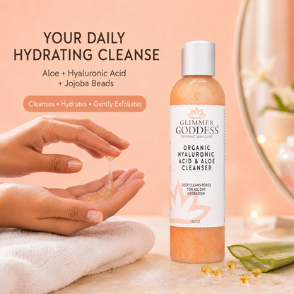 Organic Hydrating Facial Cleanser with Exfoliating Jojoba Beads – 8 oz-1