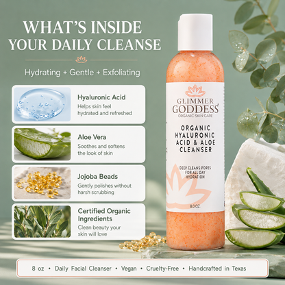 Organic Hydrating Facial Cleanser with Exfoliating Jojoba Beads – 8 oz-3