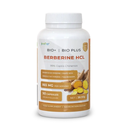 Nutriop Bio-Enhanced Berberine HCL dietary supplement capsules for metabolic support and AMPK activation, 90 capsules.