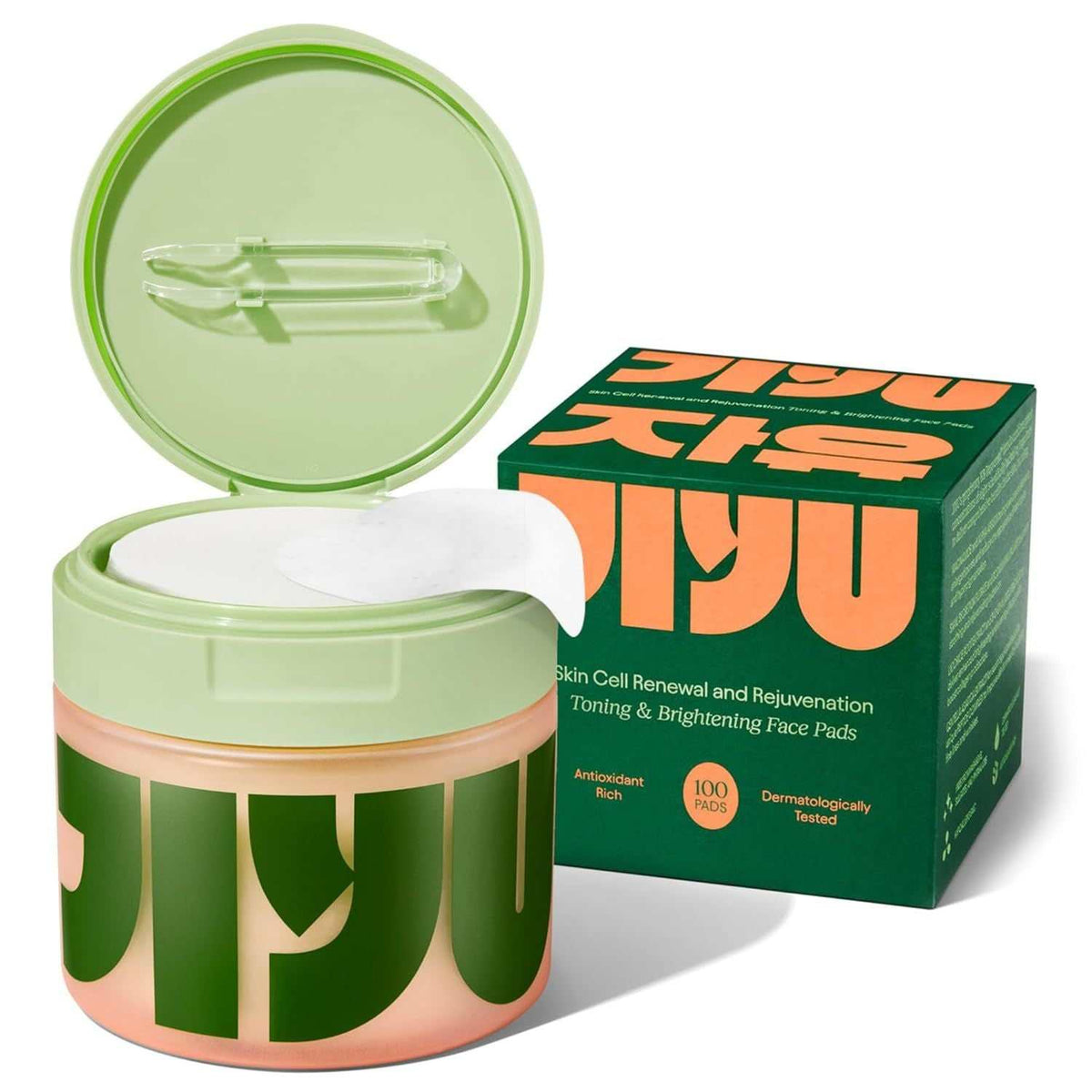 Doba JiYu Toning Polish Pads for Korean skincare, featuring snail mucin, niacinamide, peptides, and centella for dark spots and dull skin