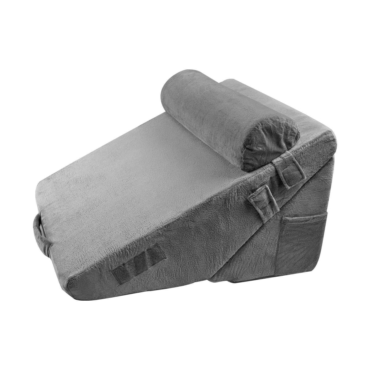 Doba 3-piece dark grey adjustable orthopedic bed wedge pillow set with washable covers, foam support for acid reflux and back pain relief