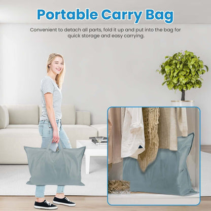 Portable grey fabric carry bag with handles for storing and transporting Full Body Electric Massage mat parts easily folded compactly.