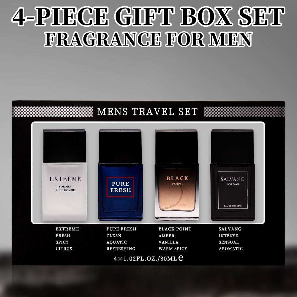 Doba men's 4-piece eau de toilette spray gift set with four different fragrances, 1.02 fl oz bottles, ideal for gifts and daily wear