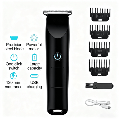 Doba Men Pro Electric Hair Clippers and Beard Trimmer in black, with adjustable blades and ergonomic design for grooming.