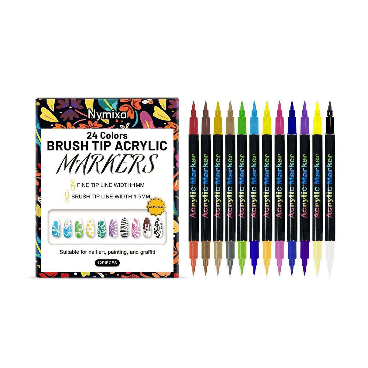 Doba Nymixa double-ended nail art graffiti pen set with bright colors, quick-drying, easy to use for beginners, nail art tool.