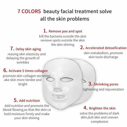 Doba Light Therapy LED Face Mask with 7 colors and 149 LEDs for skin rejuvenation, anti-aging, and acne treatment.