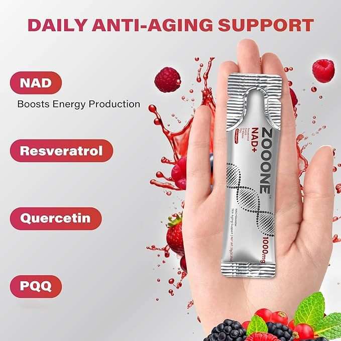 Doba NAD booster packs for men and women with nicotinamide riboside and resveratrol, supporting cellular energy, shown in 30-pack box.