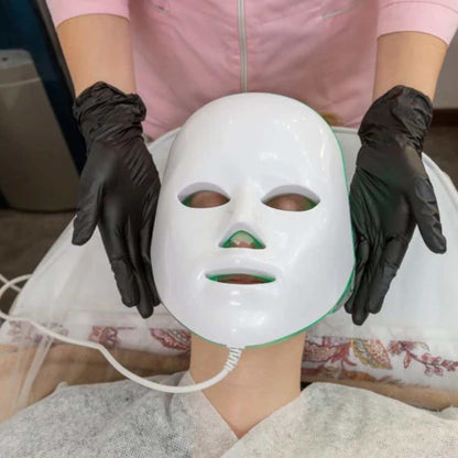 Doba Light Therapy LED Face Mask with 7 colors, 149 LEDs, for facial skin rejuvenation, anti-aging, anti-acne, and wrinkle reduction.