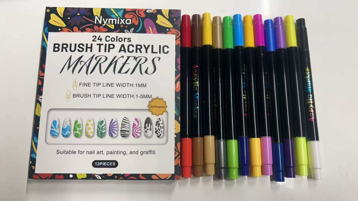 Doba Nymixa double-ended nail art graffiti pen set with bright colors, quick-drying ink, perfect for beginner nail art design.