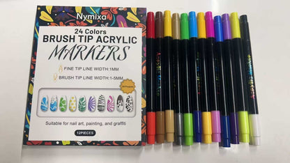Doba Nymixa double-ended nail art graffiti pen set with bright colors, quick-drying ink, perfect for beginner nail art design.