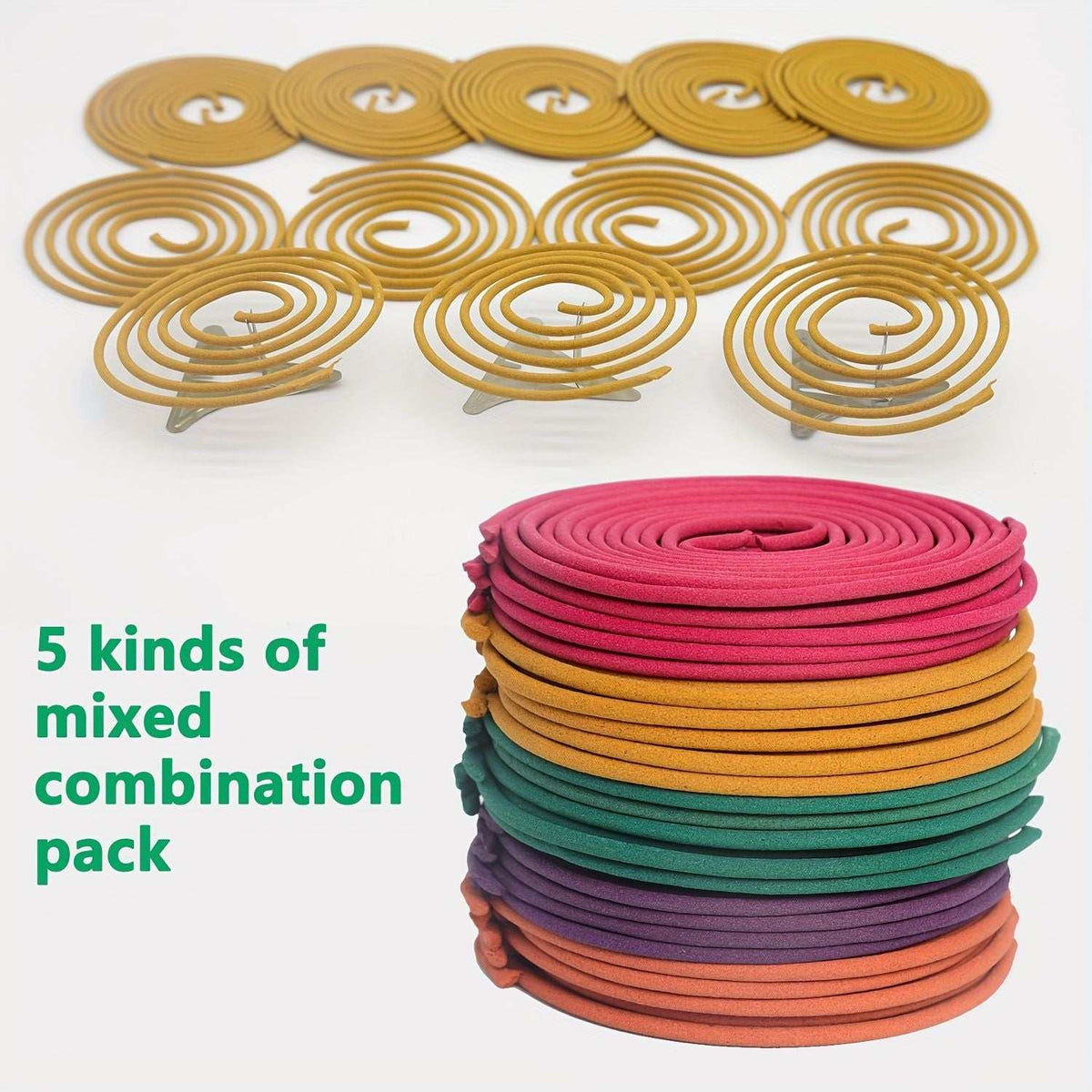 Set of 50 Doba spiral incense coils in lemongrass, rose, jasmine, lavender, and orange for aromatherapy, meditation, and home relaxation.