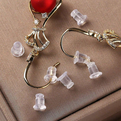 Doba universal silicone earbackings and transparent ear plugs, reusable, hypoallergenic, soft ear tips for women, DIY ear stud accessories.