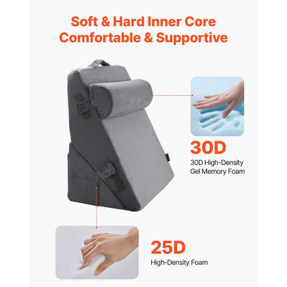 Doba 3-piece adjustable orthopedic bed wedge pillow set with washable cover, foam support, for acid reflux, back pain, and snoring relief.
