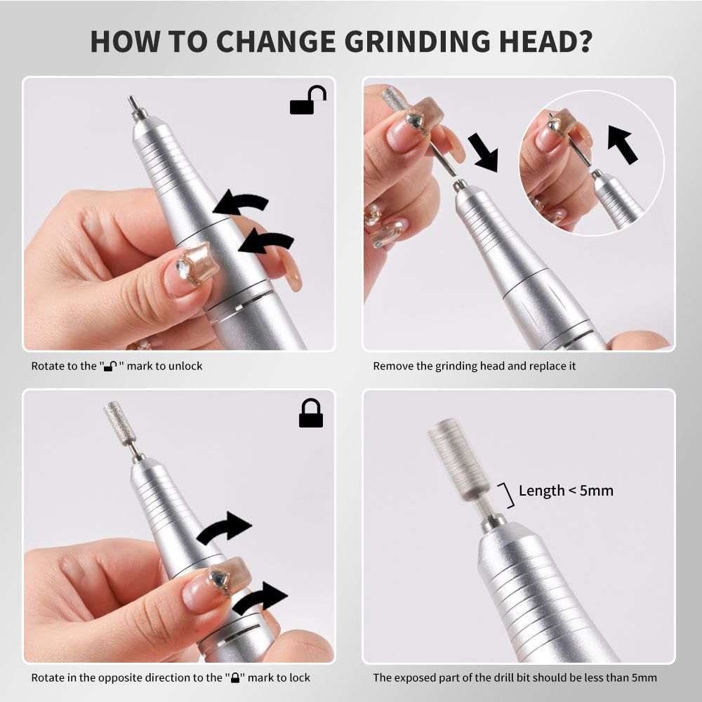Portable Doba electric nail drill with 45000 RPM, rechargeable cordless nail file kit for acrylic, manicure, and pedicure use