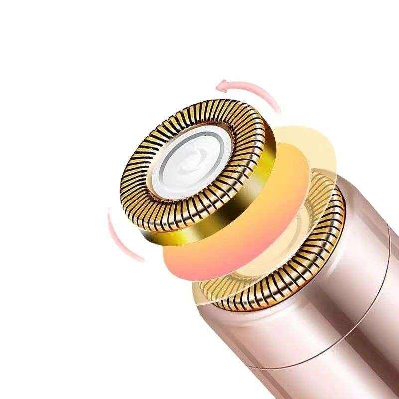 Doba facial hair remover for women, lipstick-sized electric trimmer with LED light for upper lip, chin, and face.