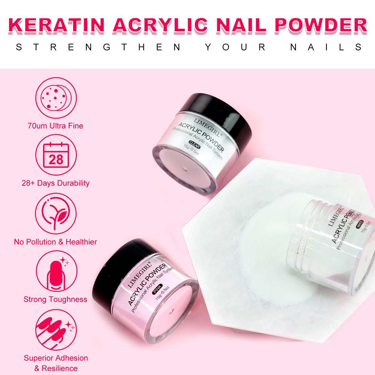 Doba acrylic nail kit with three powders, monomer, glitter, UV LED lamp, gel polish, and professional nail tools for DIY extensions