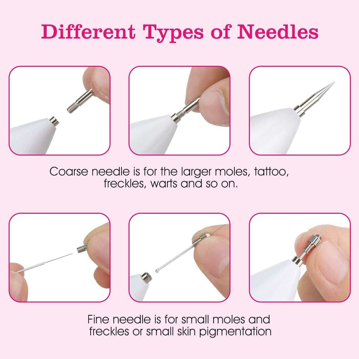 Doba skin tag repair kit with portable design, LCD level display, USB charging, and six replaceable needles for home use.