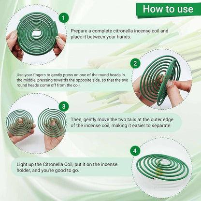 Set of 50 Doba spiral incense coils in lemongrass, rose, jasmine, lavender, and orange scents for air purification, yoga, and relaxation.