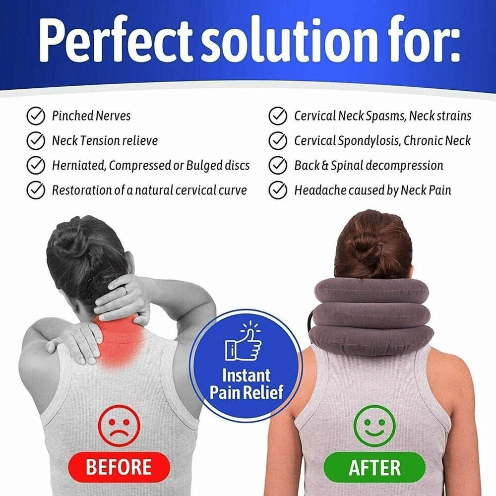 Doba cervical neck traction device collar brace for neck pain relief and therapy, shown in a close-up image.