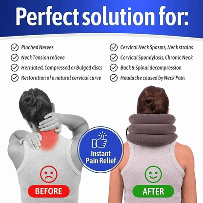 Doba cervical neck traction device collar brace for neck pain relief and therapy, shown in a close-up image.