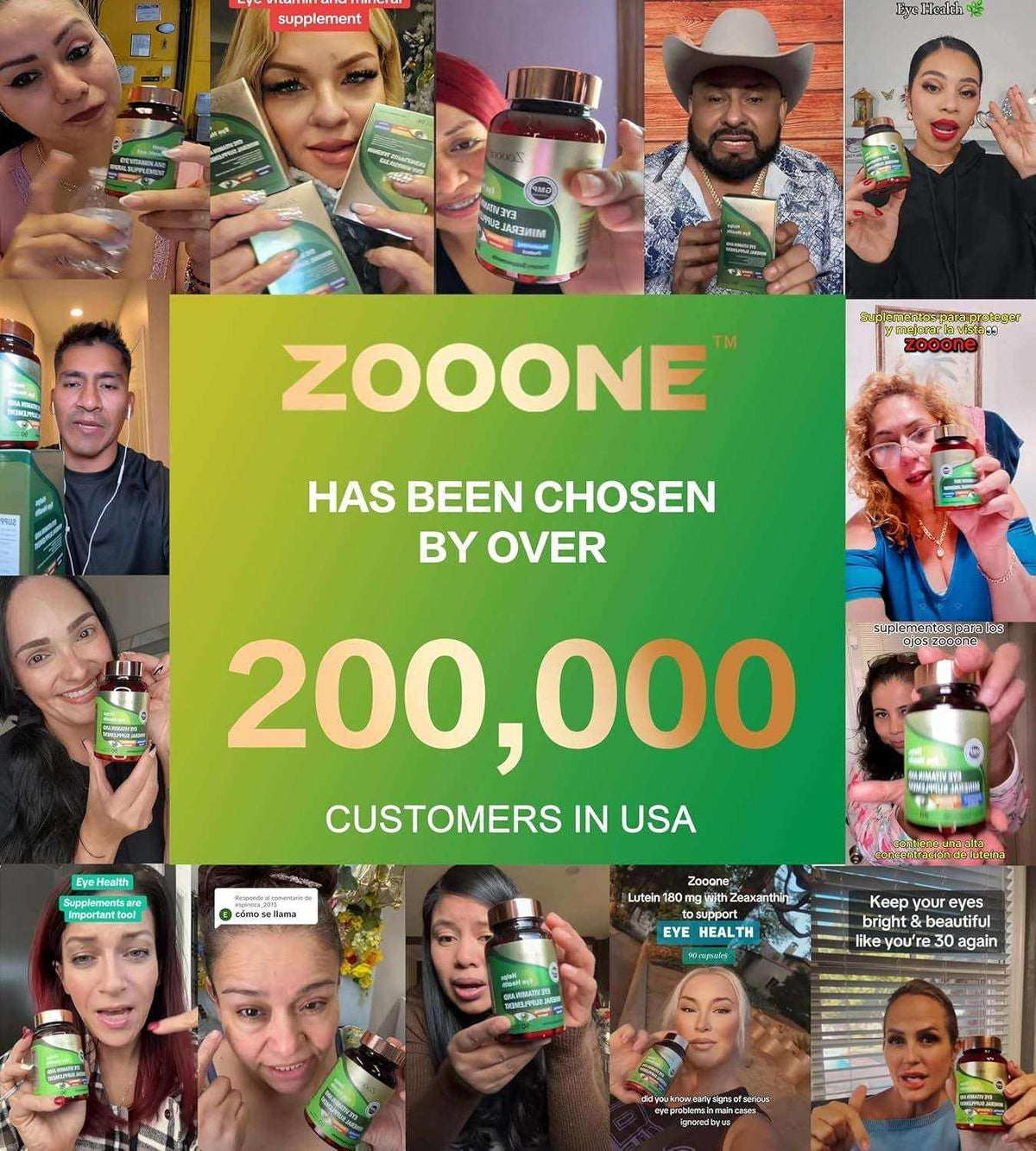 Zooone Lutein and Zeaxanthin eye vitamins supplement with vitamins C, E, zinc, and copper for eye health and macular support.