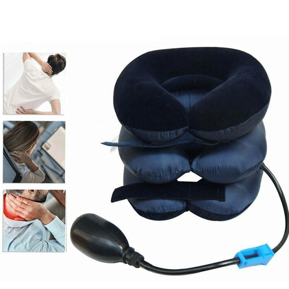 Doba cervical neck traction device collar brace for pain relief, featuring adjustable support and therapy stretcher for neck comfort.