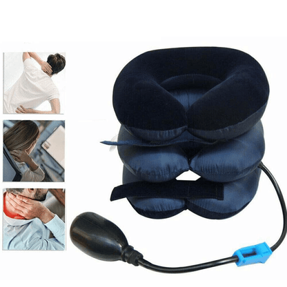 Doba cervical neck traction device collar brace for pain relief, featuring adjustable support and therapy stretcher for neck comfort.