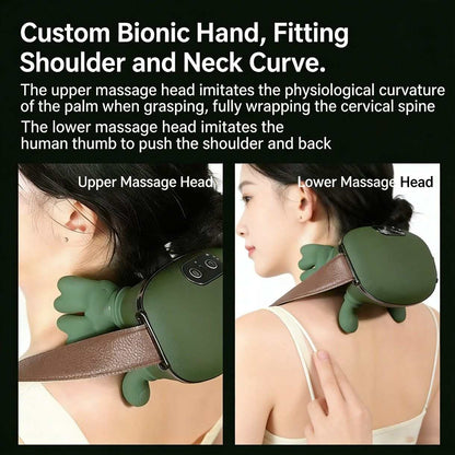 Doba cordless neck massager with heat, deep tissue therapy, and finger attachments, designed for pain relief on neck and shoulders.