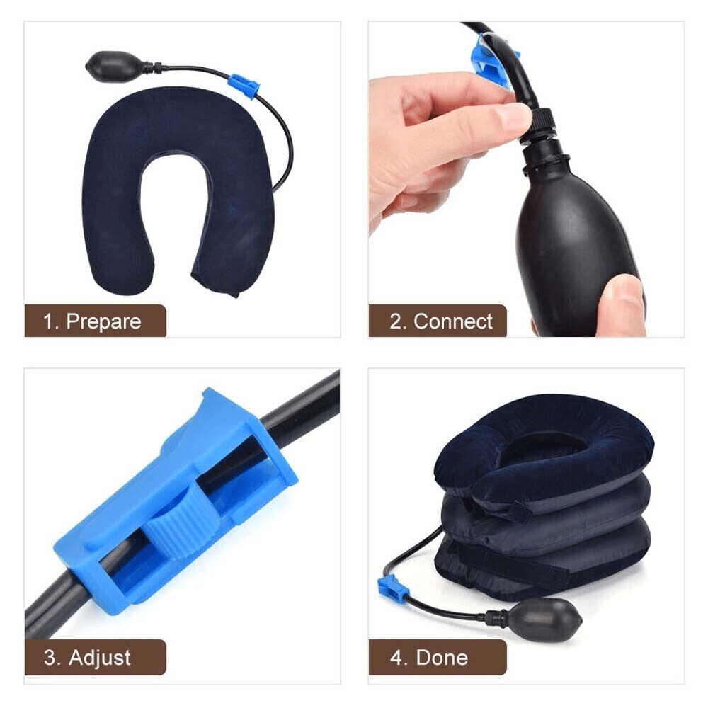 Doba cervical neck traction device collar brace supporting neck and relieving pain during therapy with adjustable straps and padded design