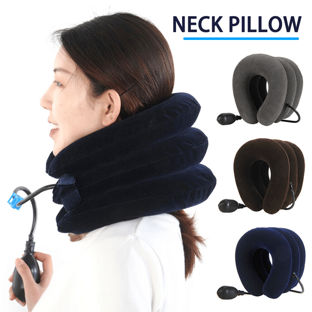 Doba cervical neck traction device collar brace for pain relief, showing adjustable support and padded design for therapy and comfort.