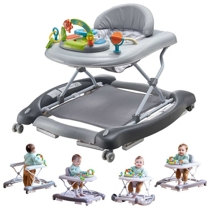 Doba 4-in-1 baby walker with adjustable height, music tray, toys, and foldable design, suitable for toddlers 6-24 months.