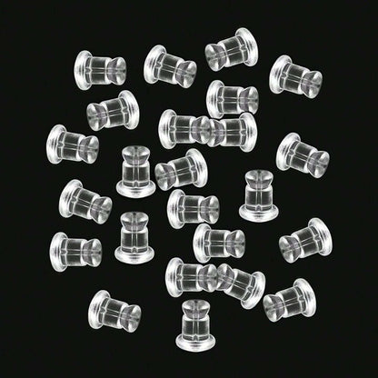 Set of 120 transparent silicone earbackings and ear plugs from Doba, soft, hypoallergenic, reusable supports for earrings and DIY ear studs.