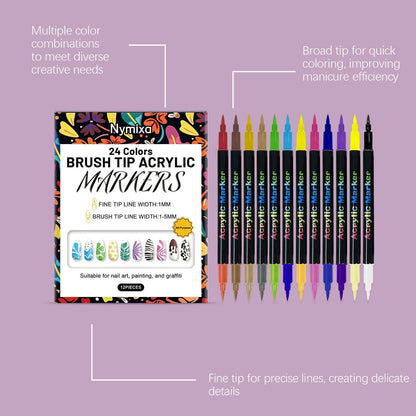 Doba Nymixa double-ended nail art graffiti pen set with bright colors, quick-drying, easy-to-use nail art tools for beginners.