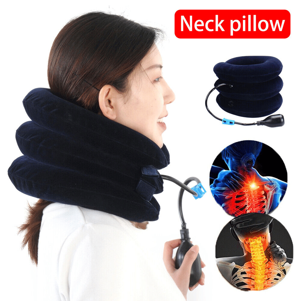 Doba cervical neck traction device collar brace for pain relief, support, and therapy with adjustable straps and cushioned padding.