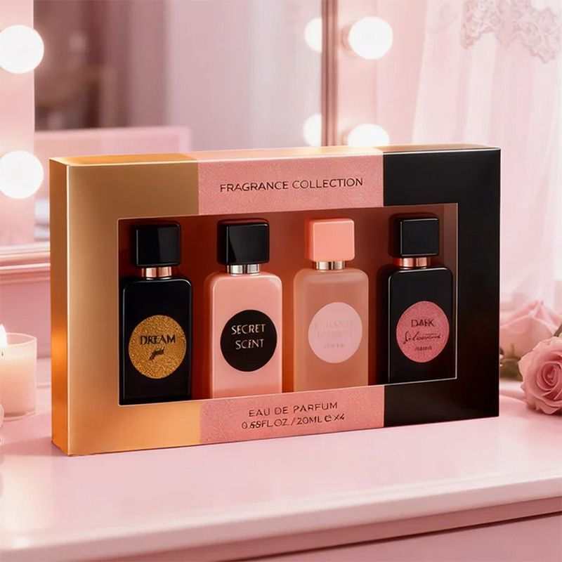 Doba 4-piece women's perfume gift set with four 0.68oz bottles featuring sweet and fresh scents, ideal for holidays, dates, and parties.