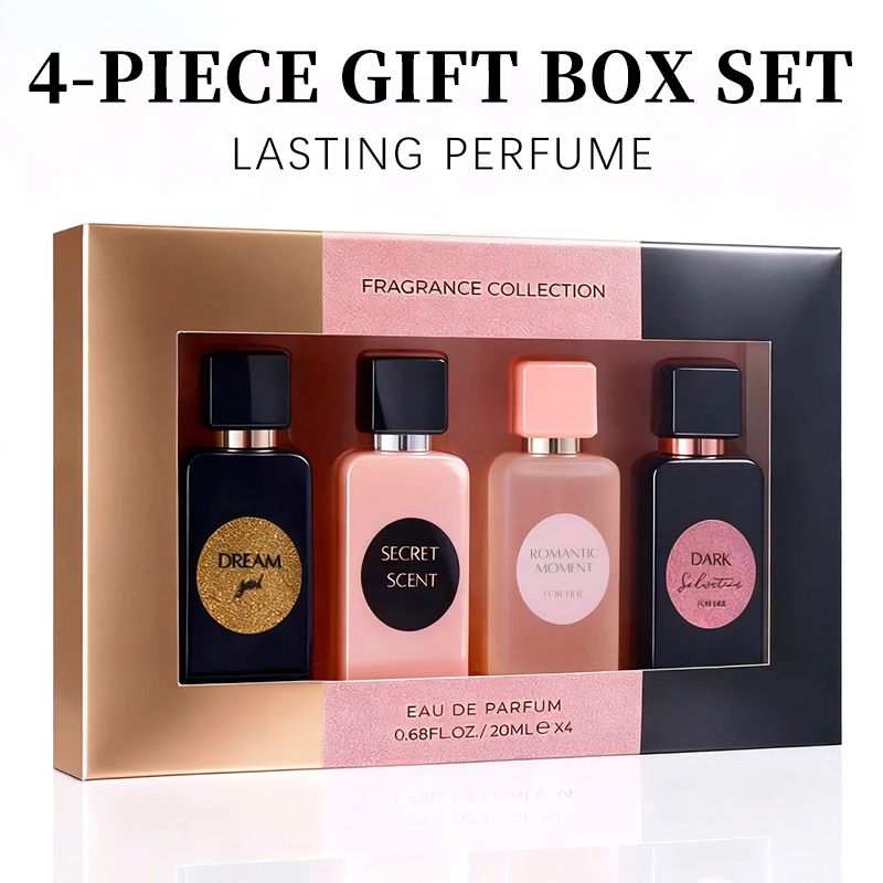 Doba 4-piece women's perfume gift set with four 0.68oz bottles of sweet and fresh scents, ideal for holiday or party gifts.