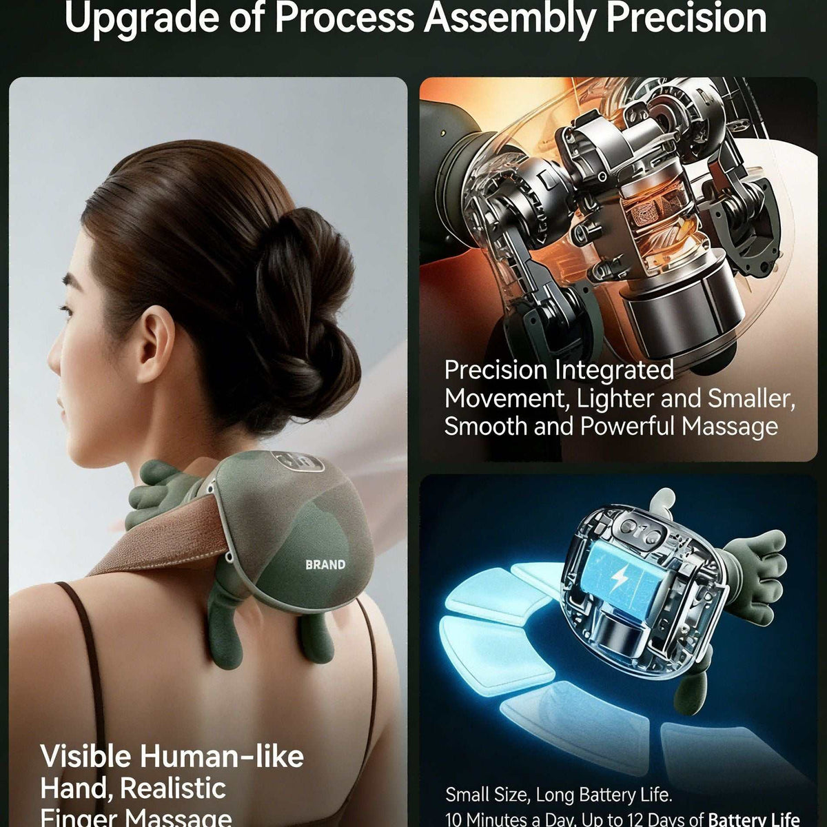 Doba cordless neck massager with heat and deep tissue relief, showing portable design on a user's neck and shoulders.