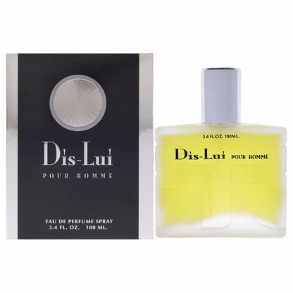 Doba Dis Lui by YZY Perfume for Men 3.4 oz EDP spray bottle with sleek packaging and silver accents.