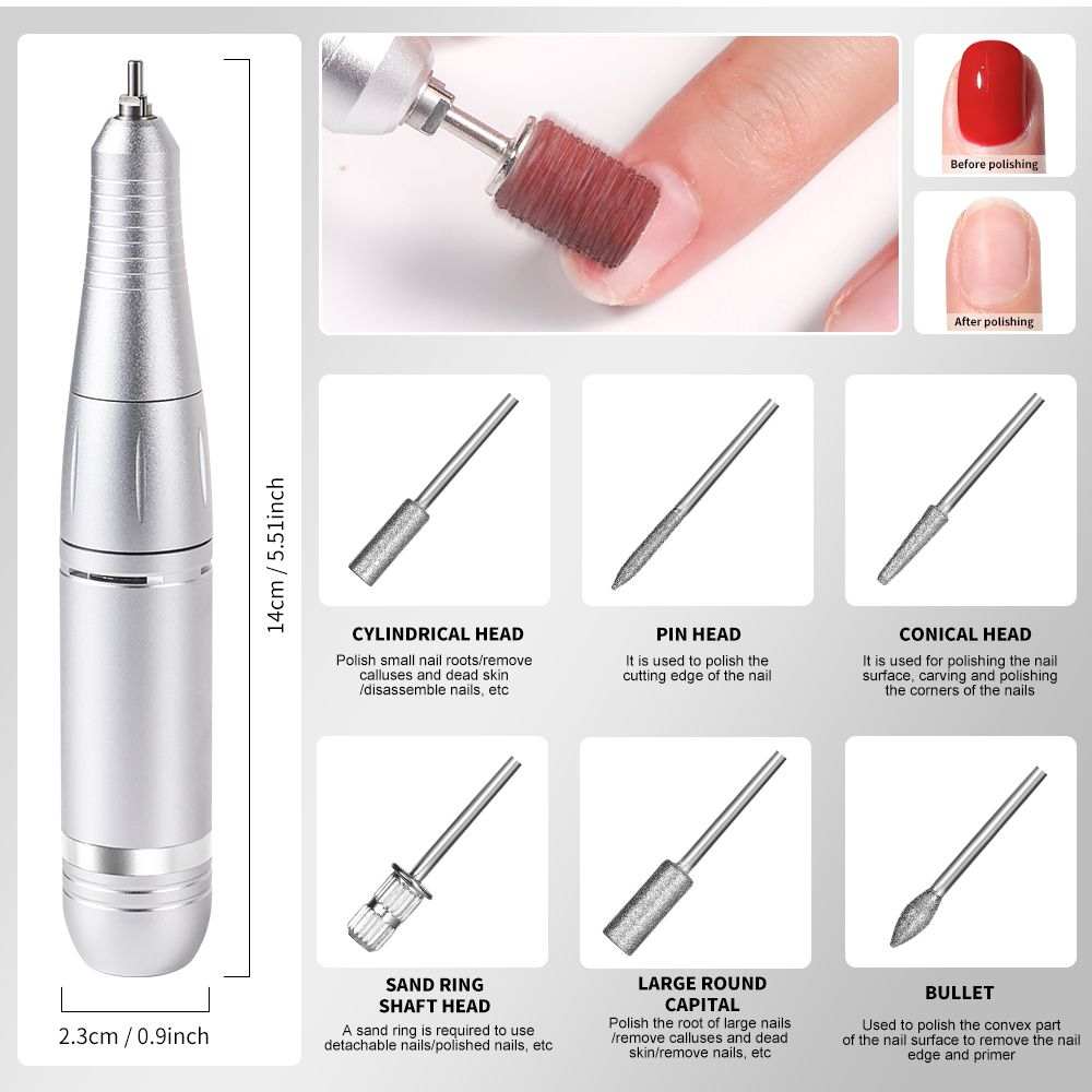 Doba portable electric nail drill with 45000 RPM, rechargeable cordless nail file kit for acrylic, manicure, and pedicure.