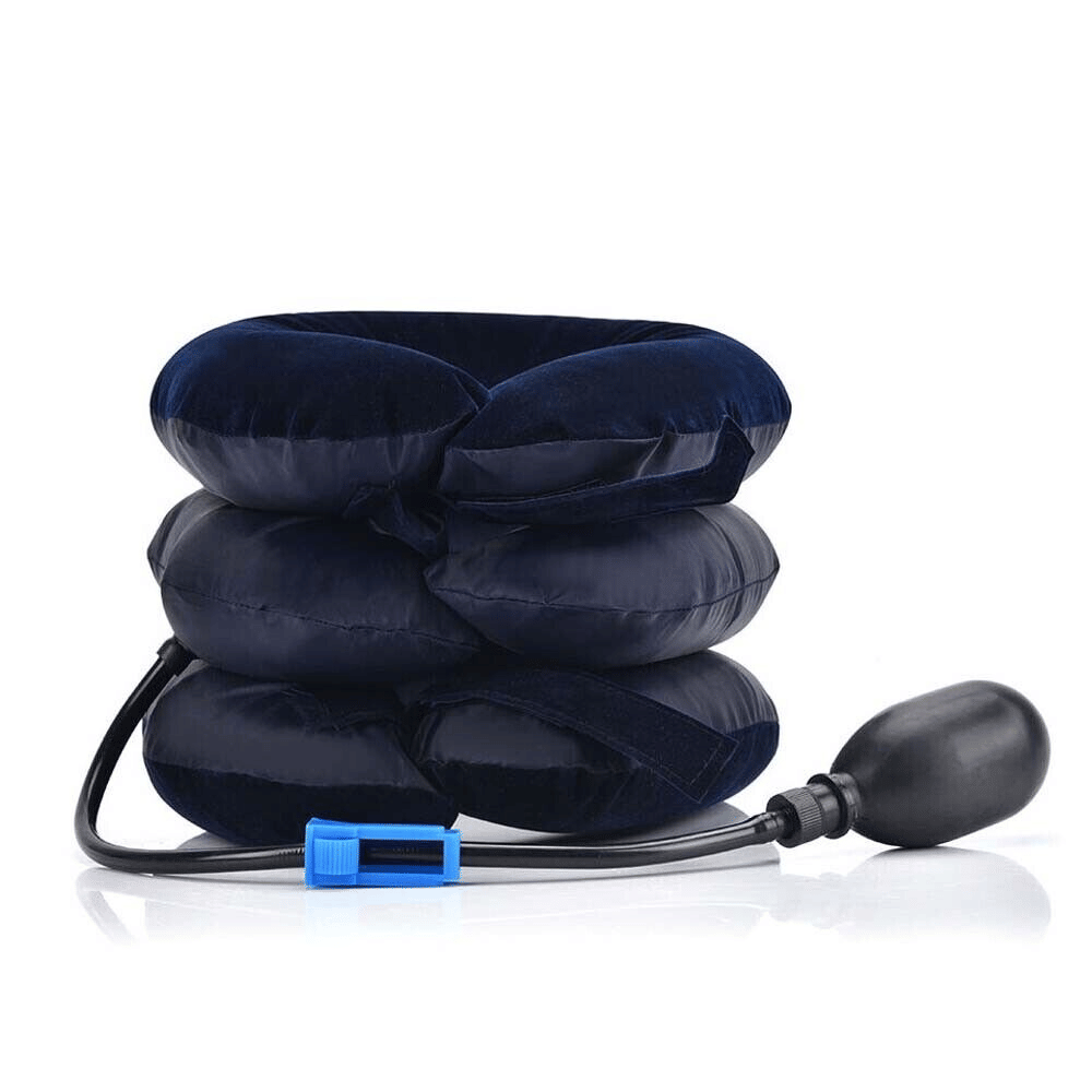 Doba cervical neck traction device collar brace for pain relief and therapy, featuring adjustable support and stretcher design.