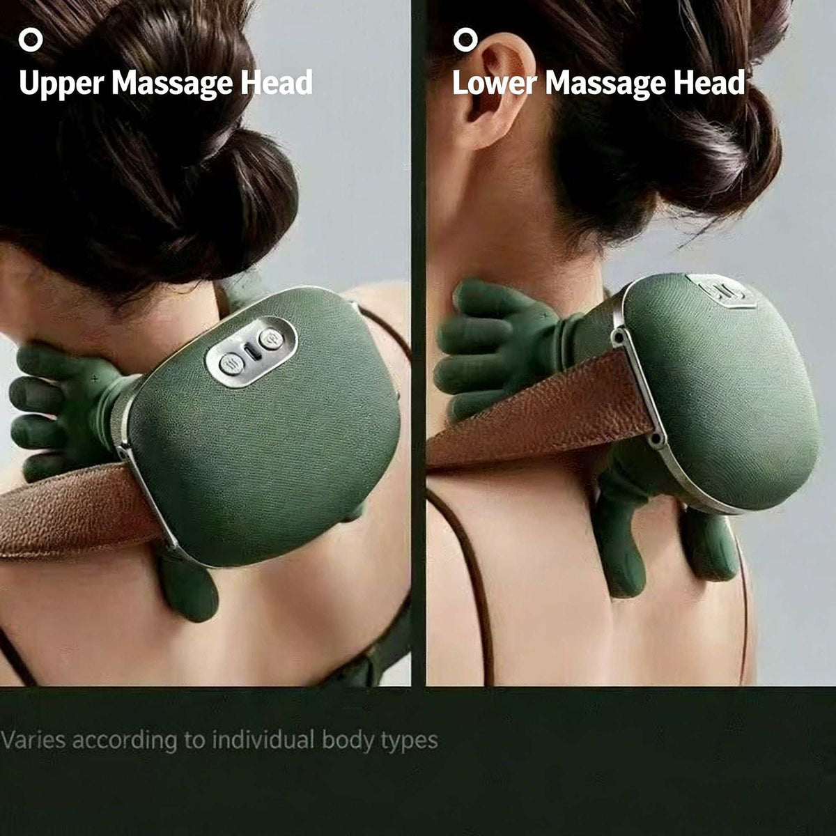 Doba cordless neck massager with heat, deep tissue relief, portable design, and rechargeable battery for neck and shoulder pain relief.