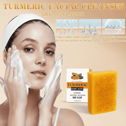 Natural turmeric soap for face and body with deep cleansing action for skin care.