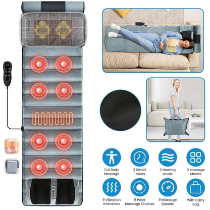 Full Body Electric Massage Mat with heating and vibration features, designed for therapeutic relaxation and stress relief.