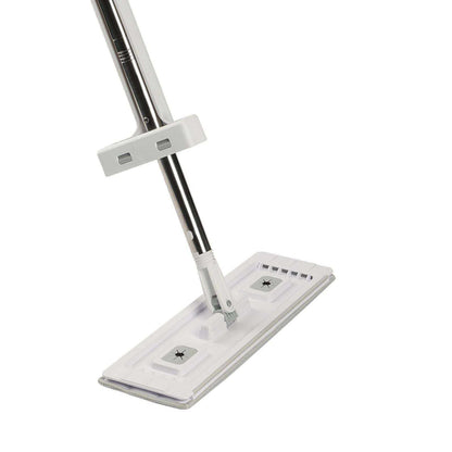 Doba self-wringing microfiber flat mop with stainless steel handle and four washable pads for dry and wet floor cleaning on hardwood and tile